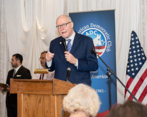 Paul Vallas at the AADC Feb. 12, 2023 Candidate's Forum and Brunch. Photo courtesy Ray Hanania